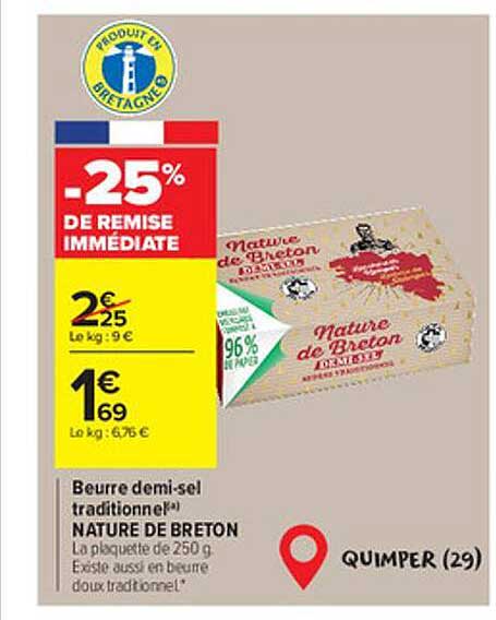 Beurre Demi-sel Traditionnel Nature De Breton -25% De Remise Immédiate