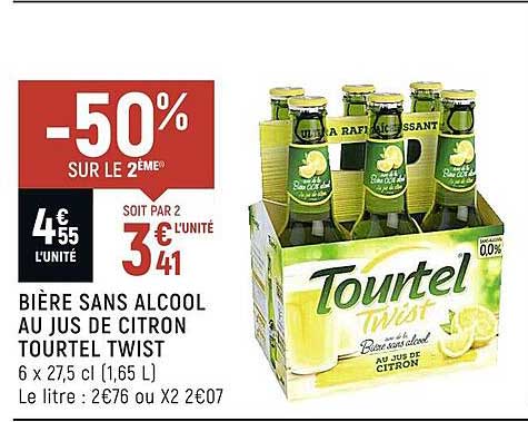 Bière Sans Alcool Au Jus De Citron Tourtel Twist -50% Sur Le 2ème