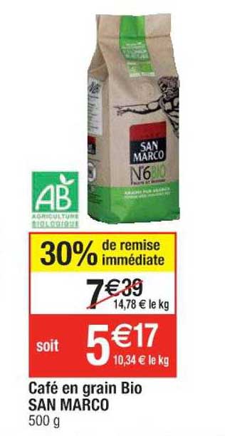 café en grain bio san marco 30% de remise immédiate