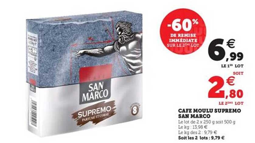 café moulu supremo san marco -60% de remise immédiate sur le 2ème lot