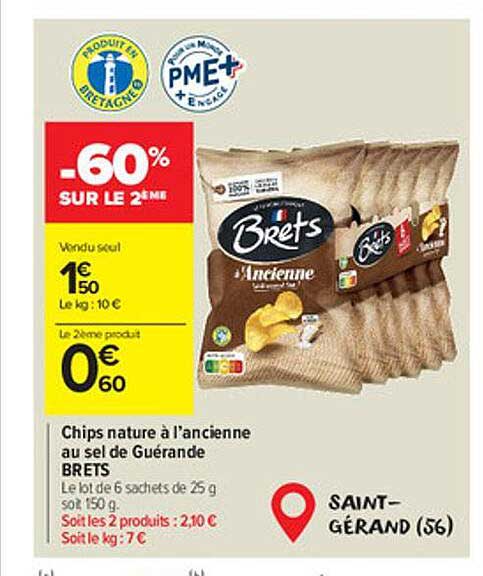 Chips Nature à L'ancienne Au Sel De Guérande Brets -60% Sur Le 2ème