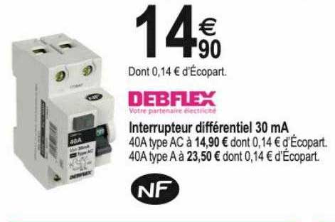 debfflex interrupteur différentiel 30 ma