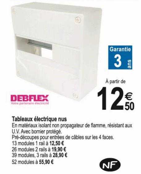 debflex tableaux électrique nus
