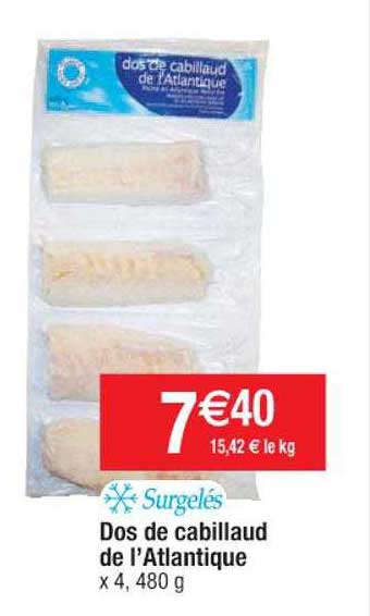dos de cabillaud de l'atlantique