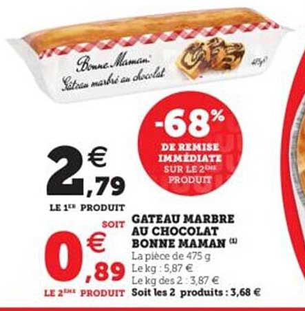 gâteau marbre au chocolat bonne maman -68% de remise immédiate sur le 2ème produit
