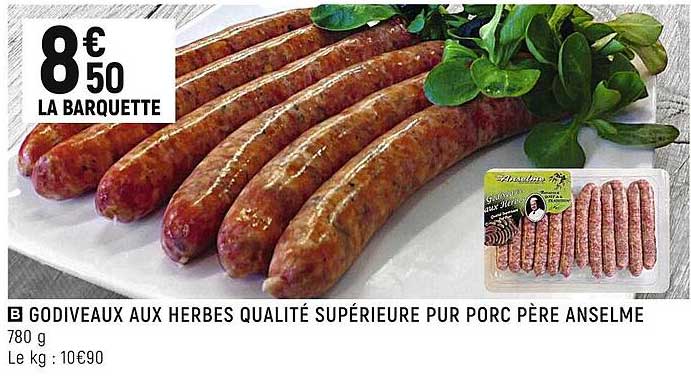 godiveaux aux herbes qualité supérieure pur porc père anselme