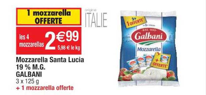 mozzarella santa lucia 19% m.g. galbani