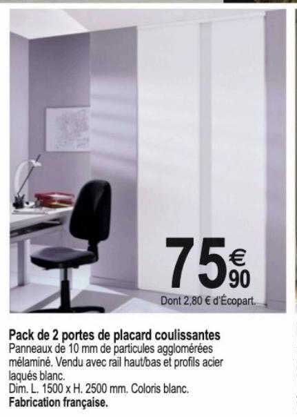 Pack De 2 Portes De Placard Coulissantes