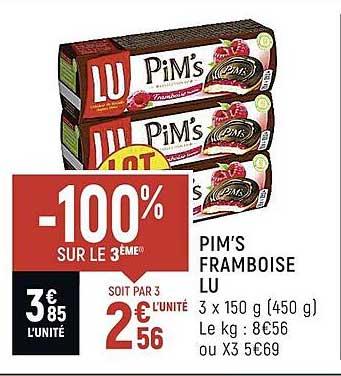 pim's framboise lu -100% sur le 3ème