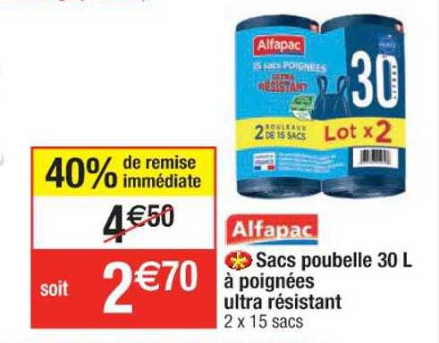 Sacs Poubelle 30l à Poignées Ultra Résistant 40% De Remise Immédiate