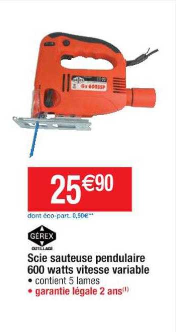 scie sauteuse pendulaire 600 watts vitesse variable