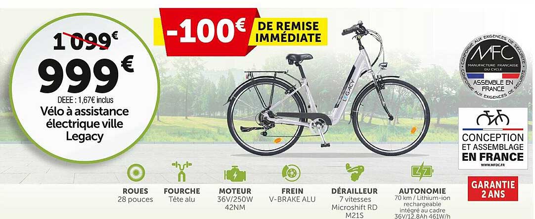 vélo à assistance électrique ville legacy
