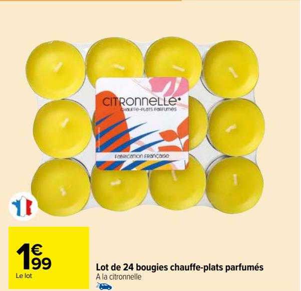 lot de 24 bougies chauffe-plats parfumés