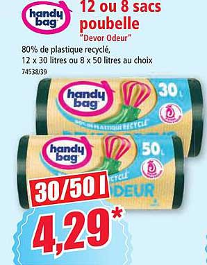 12 ou 8 sacs poubelle "devor odeur" handy bag