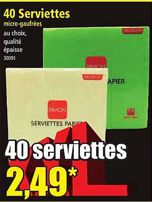 40 serviettes micro-gaufrées