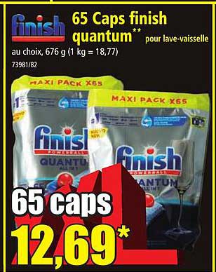 65 caps finish quantum pour lave-vaisselle