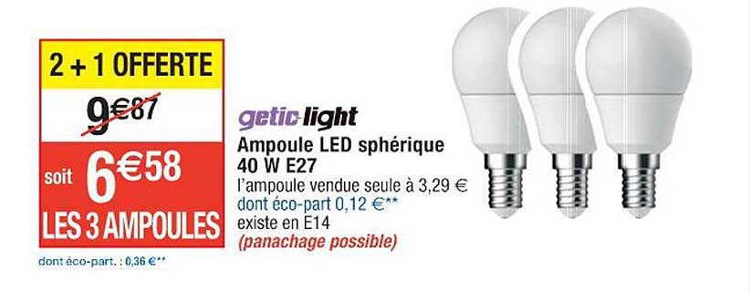 ampoule led sphérique 40w e27 getic light