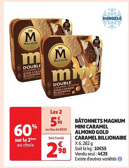 bâtonnets magnum mini caramel almond gold caramel billionaire