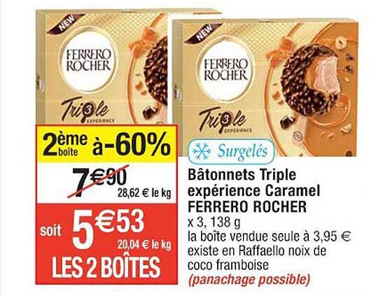 bâtonnets triple expérience caramel ferrero rocher