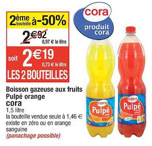 Boisson Gazeuse Aux Fruits Pulpé Orange Cora