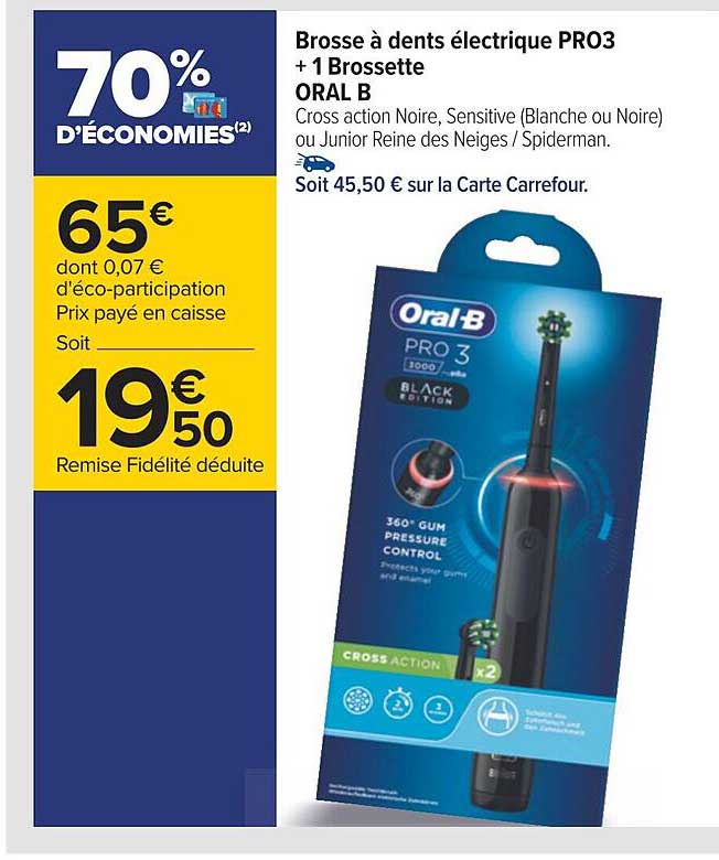 brosse à dents électrique pro. + 1 brossette oral b