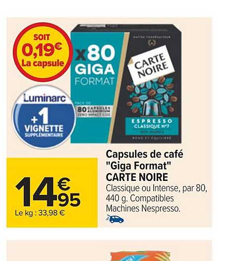 capsules de café "giga format" carte noire