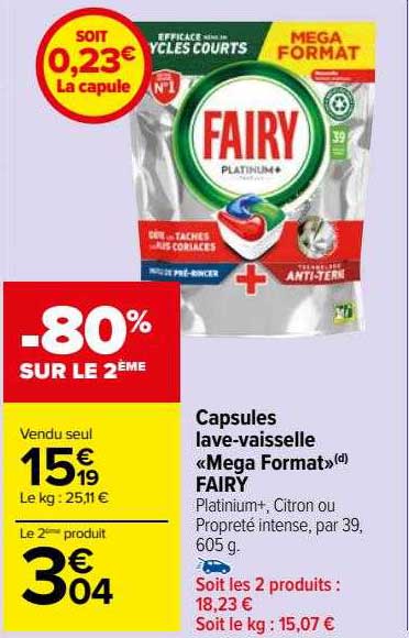 capsules lave-vaisselle «méga format» fairy