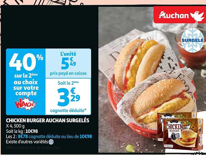 chicken burger auchan surgelés
