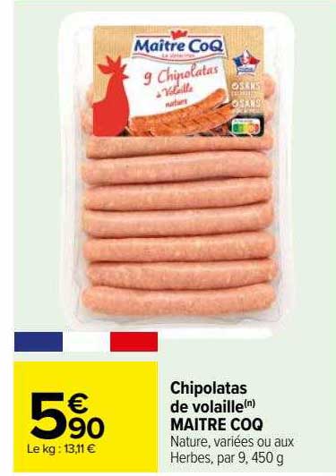 chipolatas de volaille maître coq