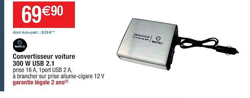 convertisseur voiture 300w usb 2.1