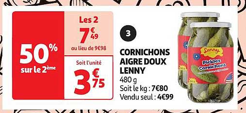 cornichons aigre doux lenny