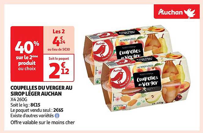 Coupelles Du Verger Au Sirop Léger Auchan