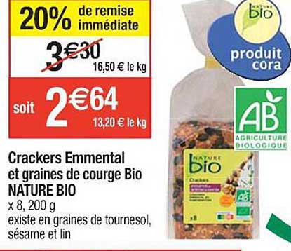 Crackers Emmental Et Graines De Courge Bio Nature Bio