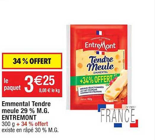 emmental tendre meule 29% m.g. entre mont