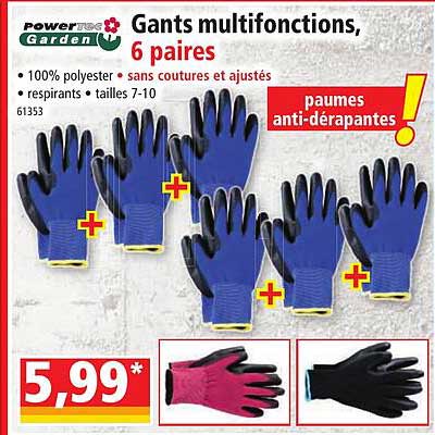 Gants Multifonctions, 6 Paires Powertec Garden
