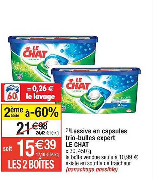 Lessive En Capsules Trio-bulles Expert Le Chat