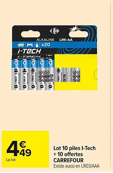 lot 10 piles i-tech + 10 offertes carrefour