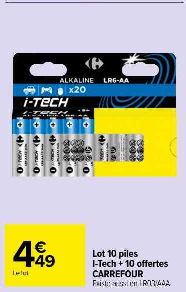 lot 10 piles i-tech + 10 offertes carrefour