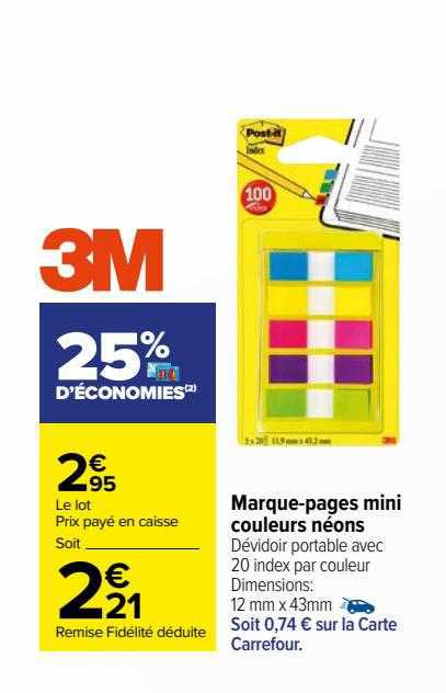 Marque-pages Mini Couleurs Néons 3m