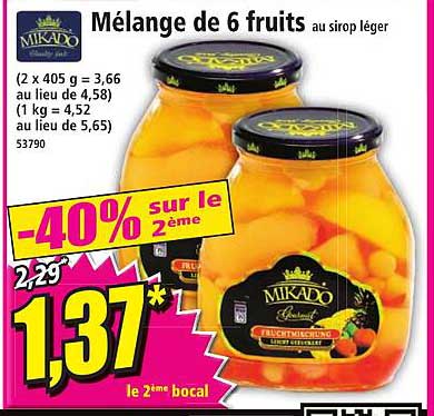 Mélange De 6 Fruits Au Sirop Léger Mikado