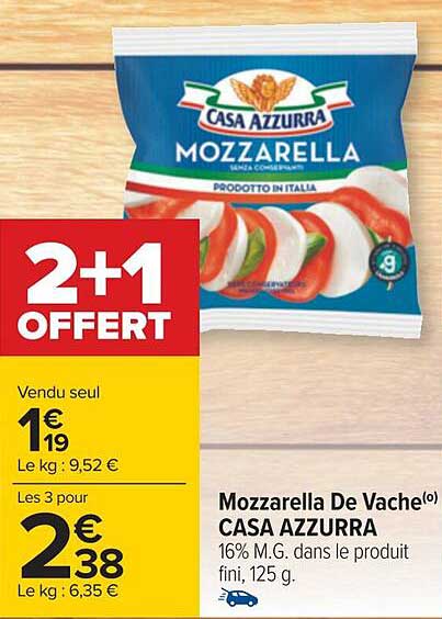 mozzarella de vache casa azzurra