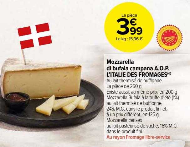 mozzarella di bufala campana a.o.p. l'italie des fromages