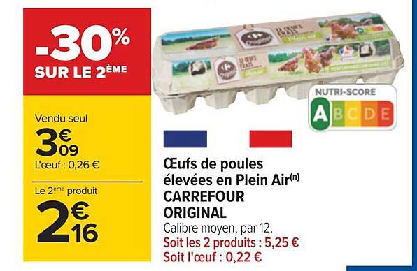 œufs de poules élevées en plein air carrefour original