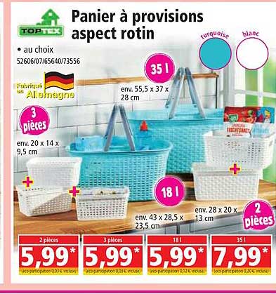 panier à provisions aspect rotin toptex