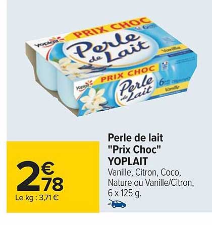 perle de lait "prix choc" yoplait