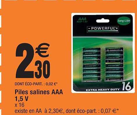 piles salines aaa 1,5v