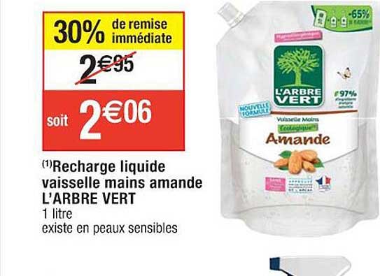recharge liquide vaisselle mains amande l'arbre vert