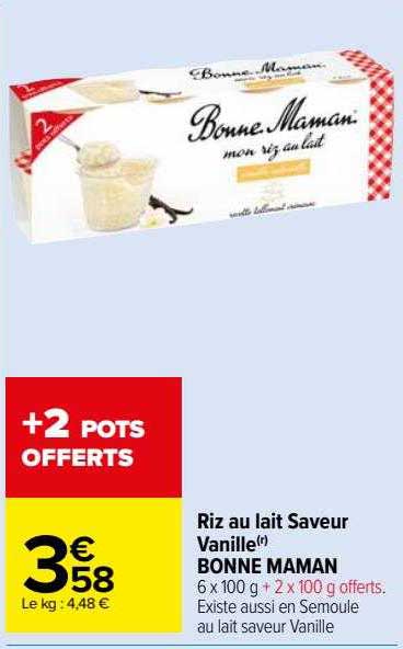Riz Au Lait Saveur Vanille Bonne Maman