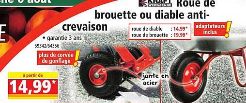 roue de brouette ou diable anti-crevaison kraft werkzeuge