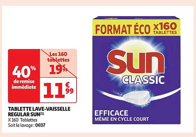 tablette lave-vaisselle régular sun